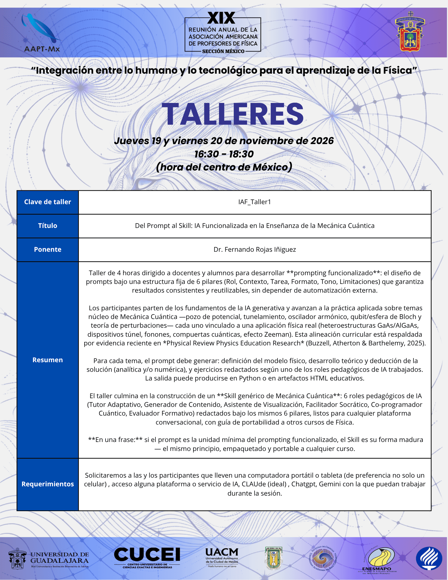 Taller: Dr. Fernando Rojas Íñiguez