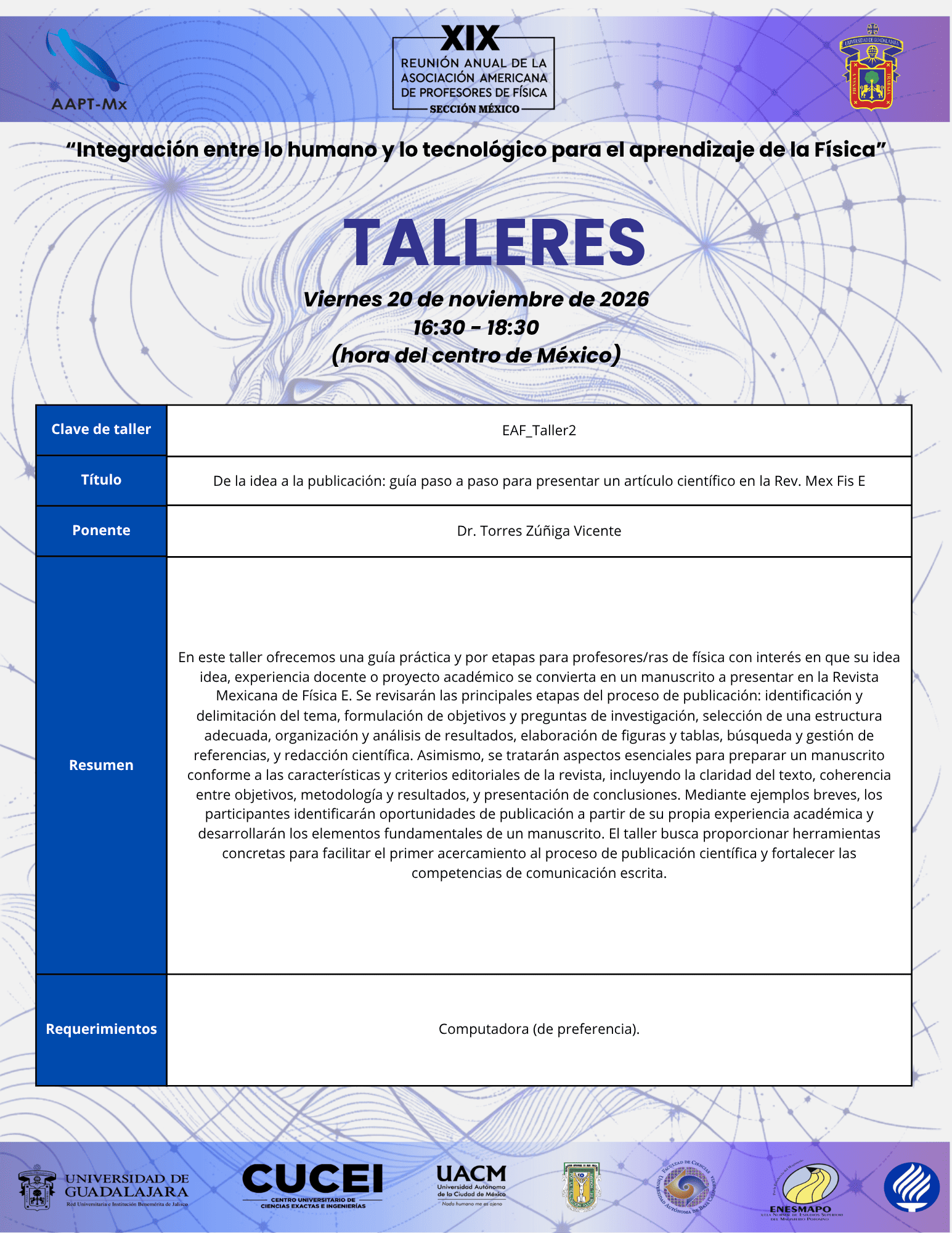 Taller: Dr. Vicente Torres Zúñiga