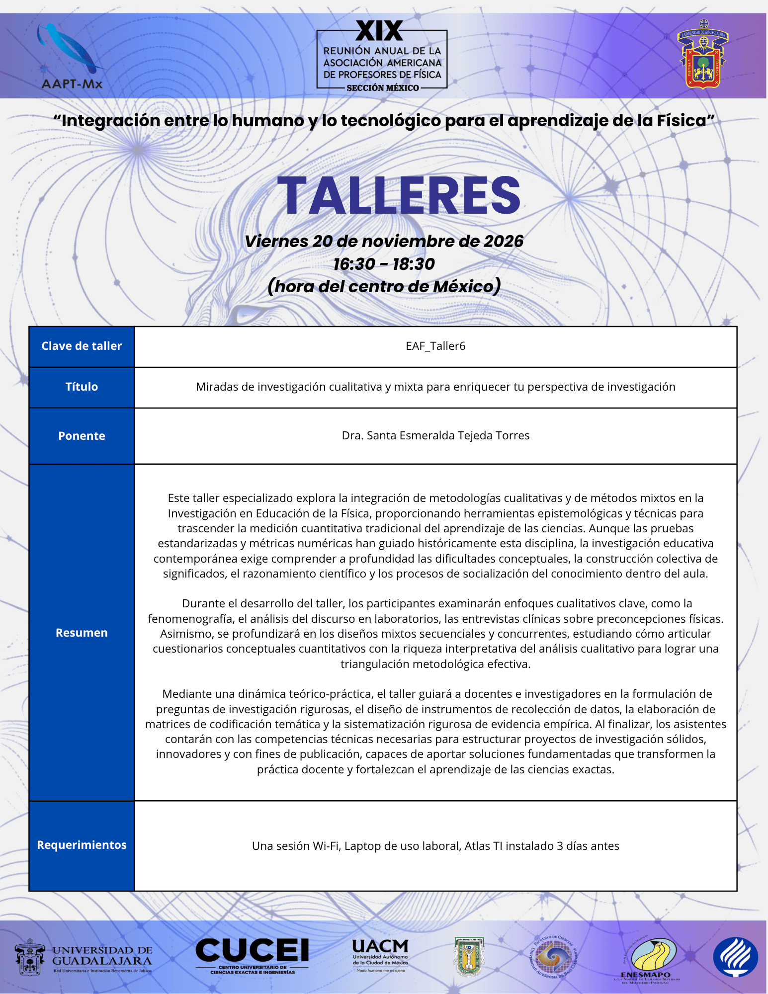Taller: Dra. Santa Esmeralda Tejeda Torres
