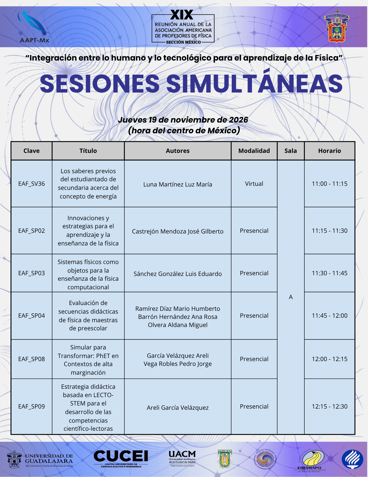 Sesiones Simultáneas - Jueves 19 (Sala A)