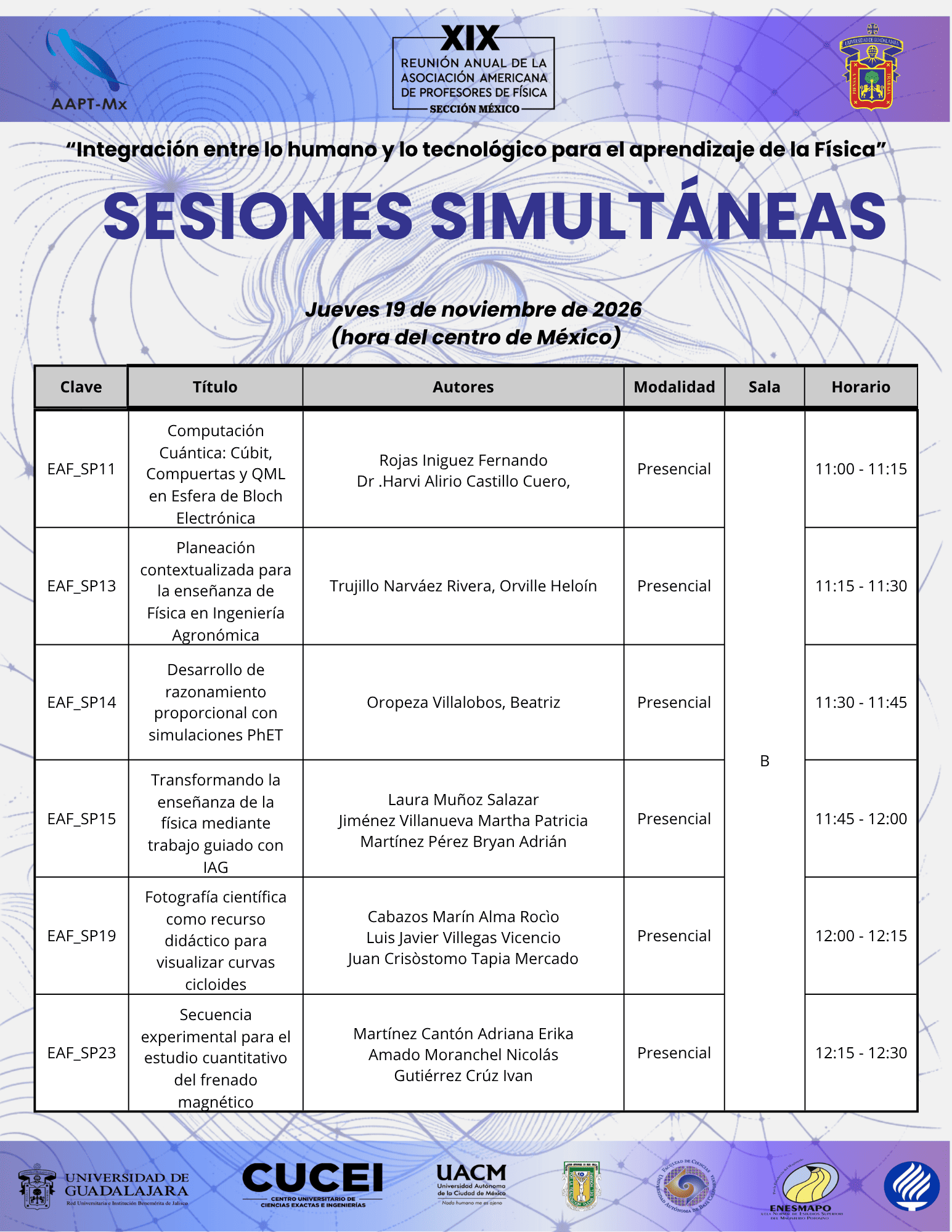 Sesiones Simultáneas - Jueves 19 (Sala B)