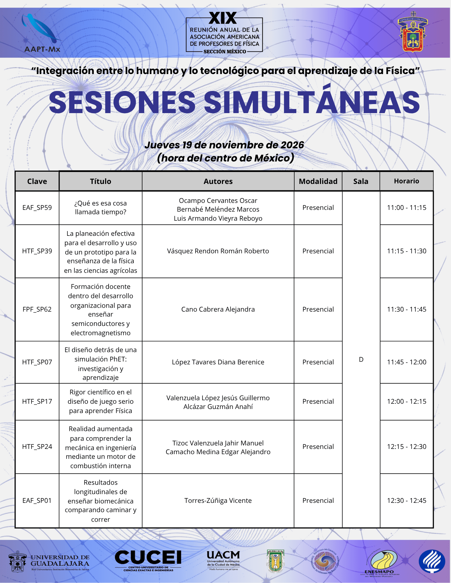 Sesiones Simultáneas - Jueves 19 (Sala D)